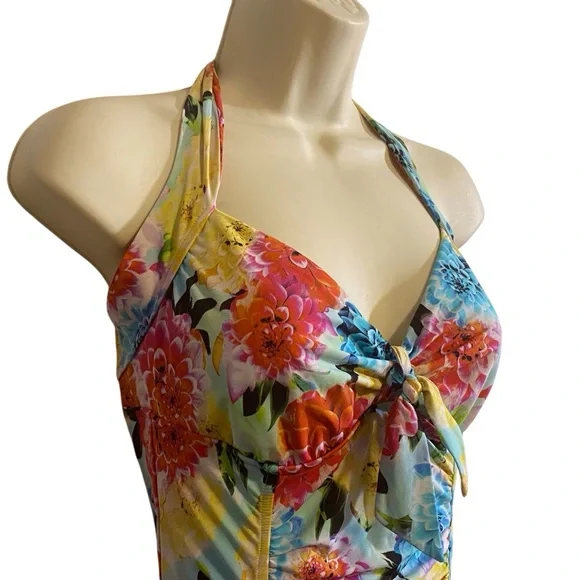 Anthropologie Seafolly Australia Size 12 Pretty Garden Halter One Piece Swimsuit - Picture 3 of 7
